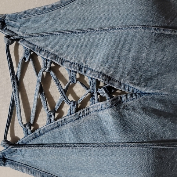 COPY - LOVE STITCH TANK TOP CRISS CROSS SLEEVELESS HIGH NECK BLUE WOMENS MEDIUM… - Picture 3 of 12